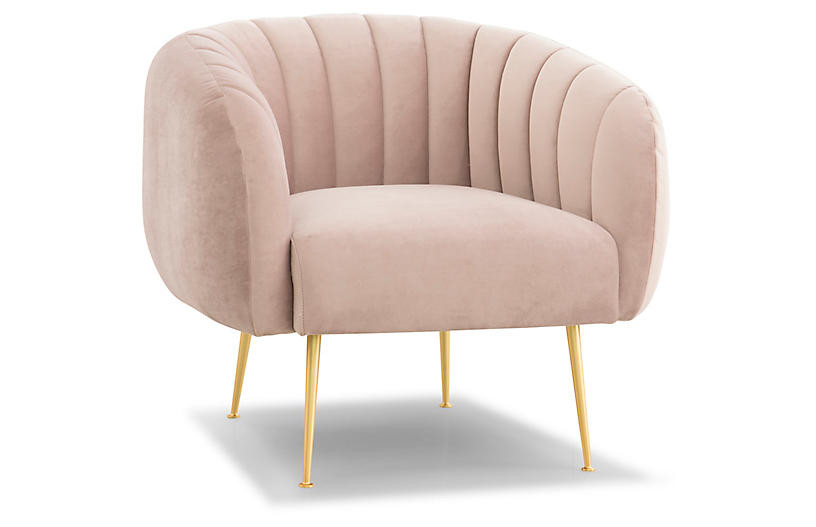 Channeled Accent Chair, Rosa Velvet | One Kings Lane