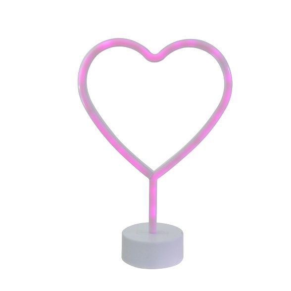 Northlight 11.5" Battery Operated Neon Style LED Valentine's Day Heart Table Light - Pink | Target