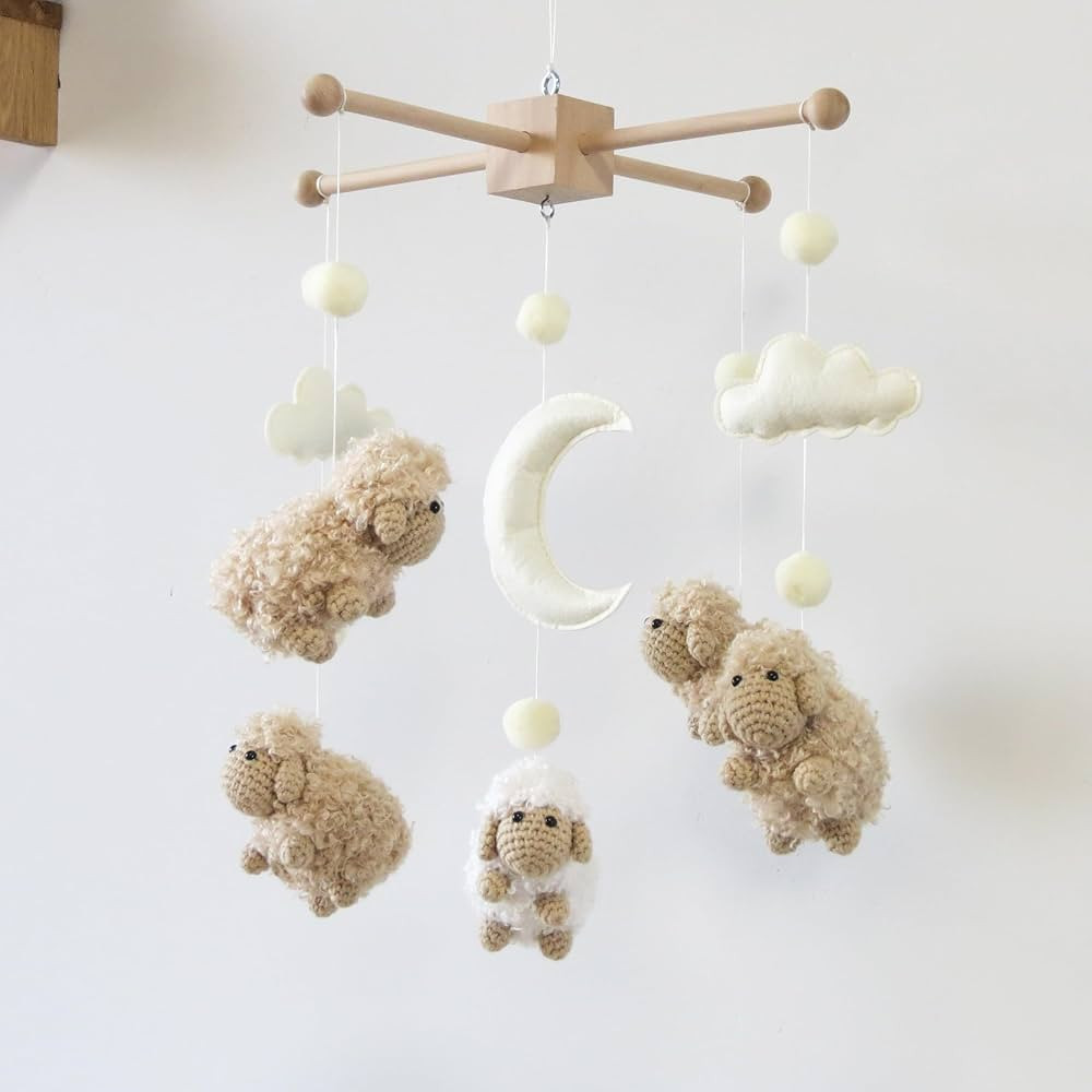 Sheep Mobile for Crib Baby Mobile Sheep Crib Mobile Nursery DéCor White | Amazon (US)