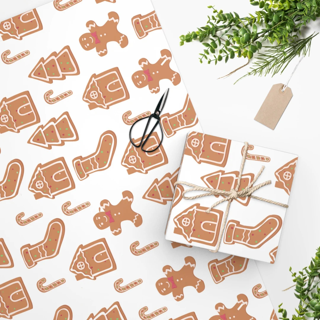 Gingerbread Christmas Holiday Wrapping Paper | Etsy (US)