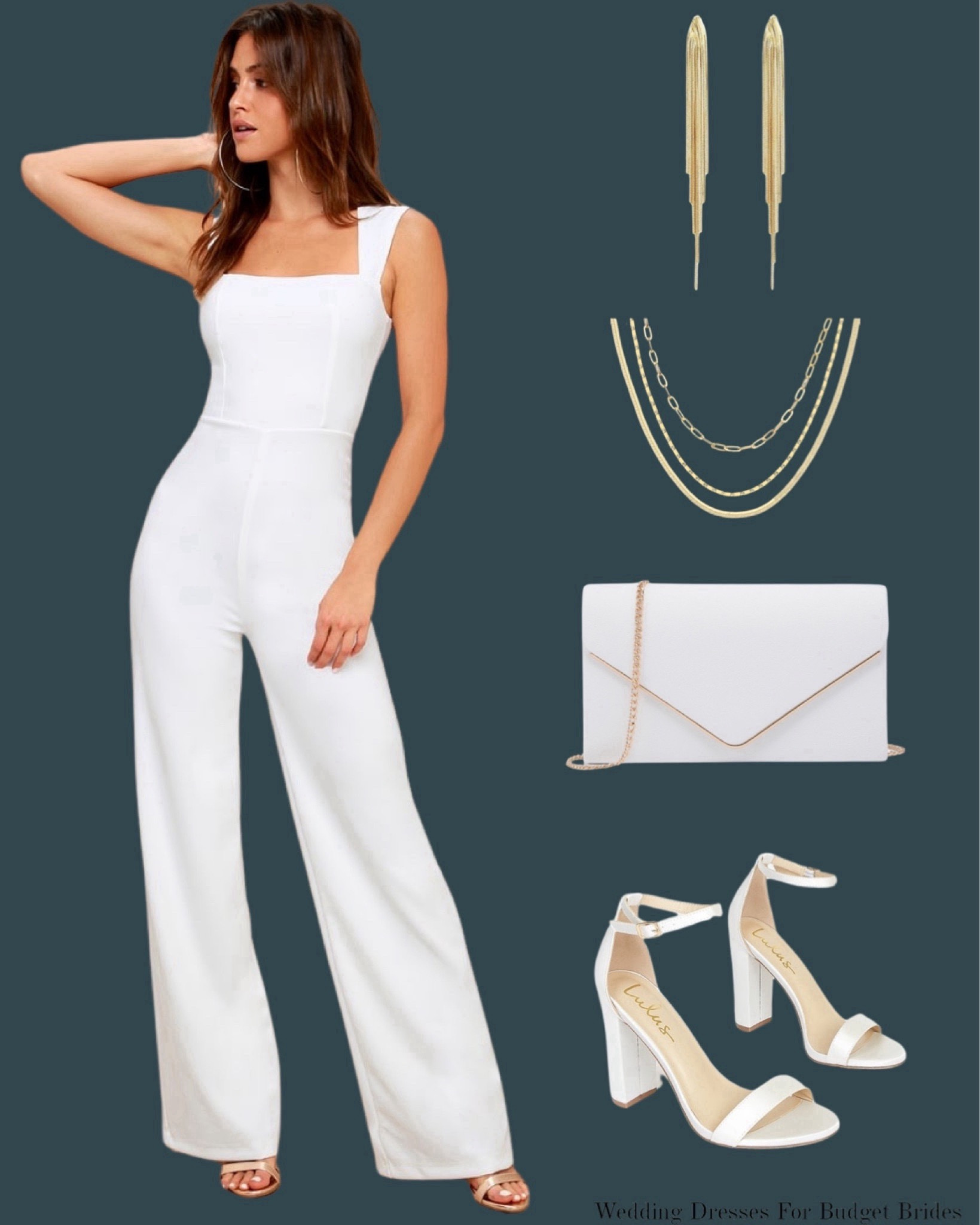 Engagement party outfit idea for the bride to be. 

White jumpsuit. White high heels. Women’s clothing. Dressy outfit. Lulus jumpsuit. Wedding jumpsuit. Envelope clutch. Bride to be accessories. Semi formal jumpsuit. White chunky heels. Engagement photo shoot jumpsuit. Wedding heels. Wedding shoes. Amazon wedding. Rehearsal dinner outfit. Bridal shower outfit.

#LTKwedding #LTKstyletip

#LTKShoeCrush #LTKSeasonal #LTKParties
