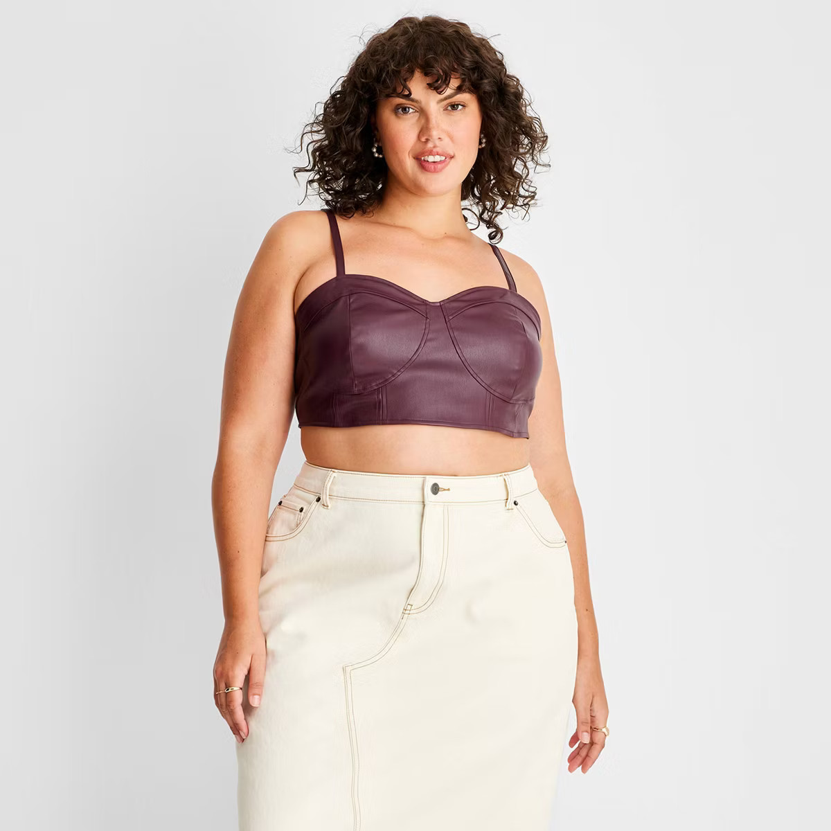 Women's Strappy Faux Leather Tiny Top - Future Collective™ with Reese Blutstein Red | Target