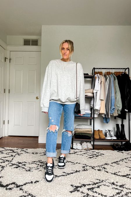 Spring outfit. Spring outfits. Casual outfit. Casual outfits. Oversized sweatshirt. Straight jeans. Sneakers.  

Sizing
Sweatshirt is a medium.
Jeans are a 4/27 regular.
Sneakers fit TTS.

#LTKstyletip #LTKunder100 #LTKSeasonal