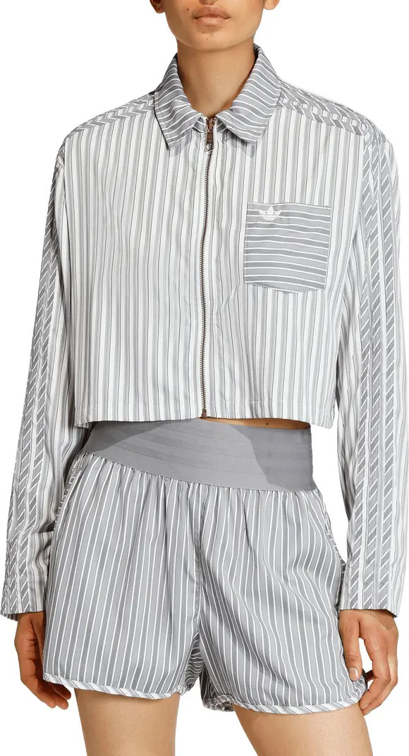 Stripe Crop Zip-Up Shirt | Nordstrom