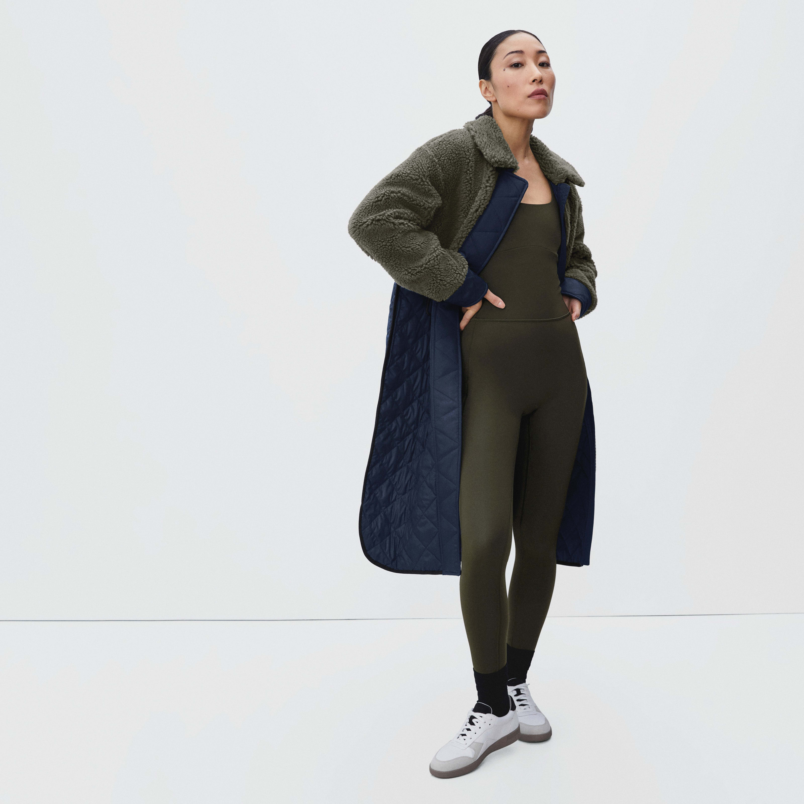 Women's Quilted Teddy Coat by Everlane in Navy/Kalamata, Size XXS | Everlane
