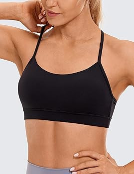 CRZ YOGA Womens Butterluxe Y Back Sports Bra - Padded Racerback Low Impact Spaghetti Thin Strap W... | Amazon (US)