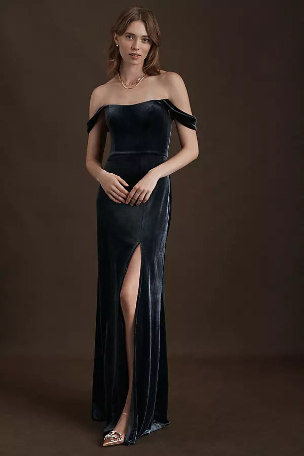 Jenny Yoo Issa Velvet Dress By Jenny Yoo in Blue Size Us 22/uk 26 | Anthropologie (US)