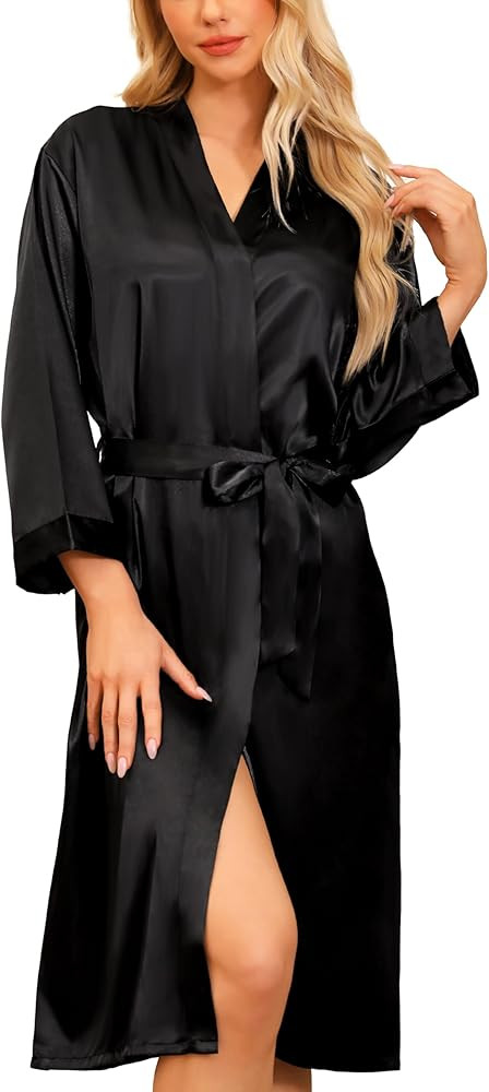 Sopesil Women's Satin Dressing Gowns Long Ladies Kimono Morning Robes Bridal Soft Wedding Party S... | Amazon (UK)