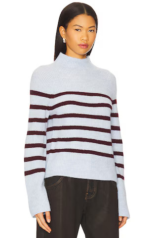 Marley Funnel Neck Sweater in Blue & Burgundy | Revolve Clothing (Global)