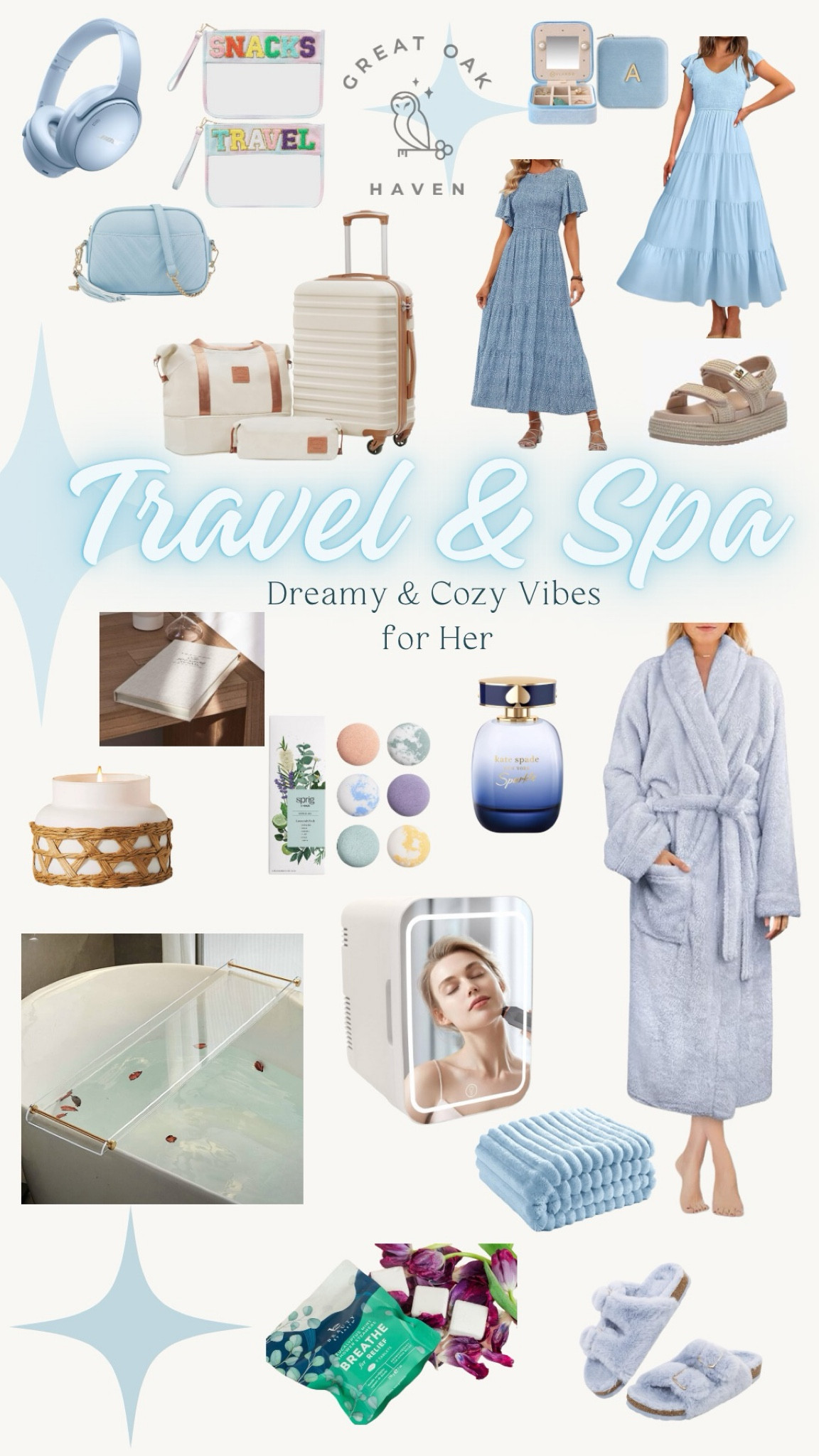 🩵 Dreamy Travel & Spa vibes for her 

🫶all items under $100 and most under $50 

🦋 if you’re looking for the luxury vibe for less for spring and summer travel outfits, travel essentials, and self care goodies here’s some inspo for you! 

☁️ sky blue is so peaceful and a great way to break into subtle color for a neutral lover 


#LTKFindsUnder100 #LTKStyleTip #LTKTravel
