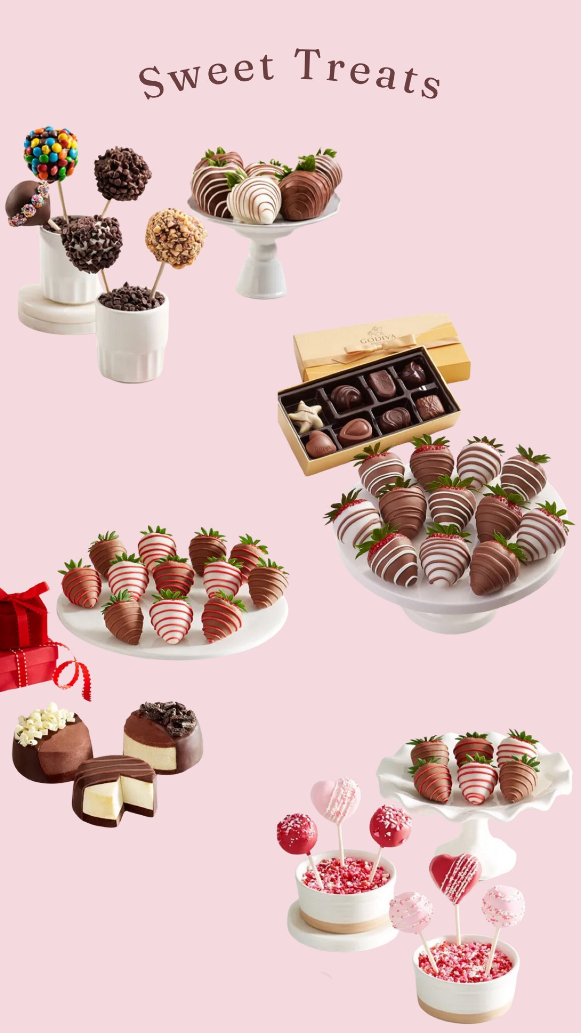 Savor the sweet symphony of indulgence with our delectable combos at the LTK shop. Elevate your celebrations with pairings like Chocolate-Covered Strawberries and Petite Cheesecakes, Cake Pops, or Godiva Chocolates. Explore our curated collection for a harmonious blend of flavors that promises to delight every palate. Perfect for gifting or treating yourself to a moment of pure decadence. #SweetCombos #LTKshop #IndulgenceDelivered

#LTKsalealert #LTKSeasonal #LTKGiftGuide