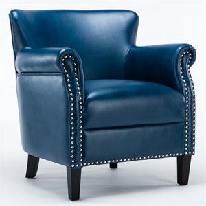Comfort Pointe Holly Navy Blue Faux Leather Club Chair | Homesquare