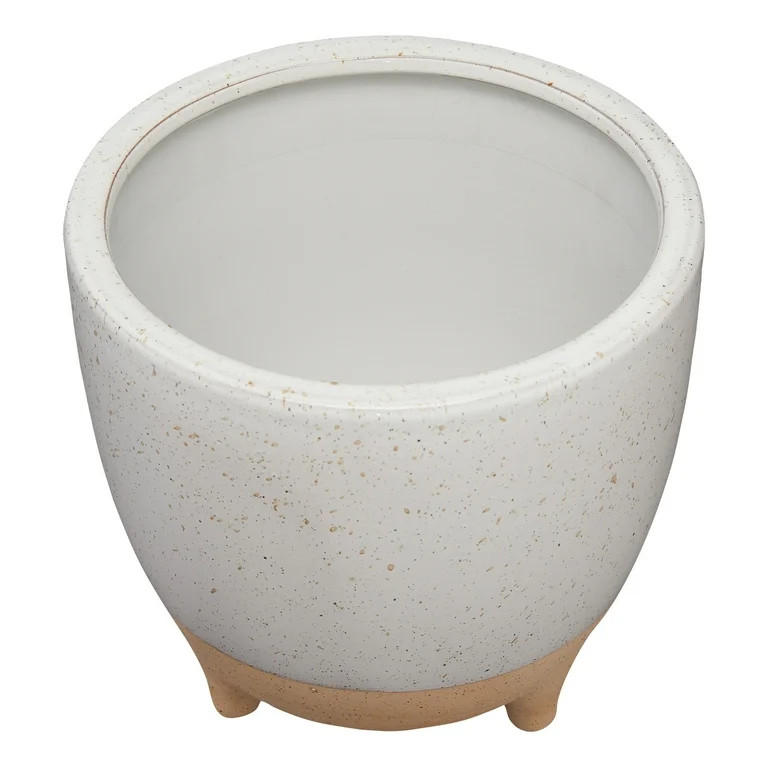 Better Homes & Gardens 10" x 10" x 9" Round White and Beige Ceramic Plant Planter | Walmart (US)
