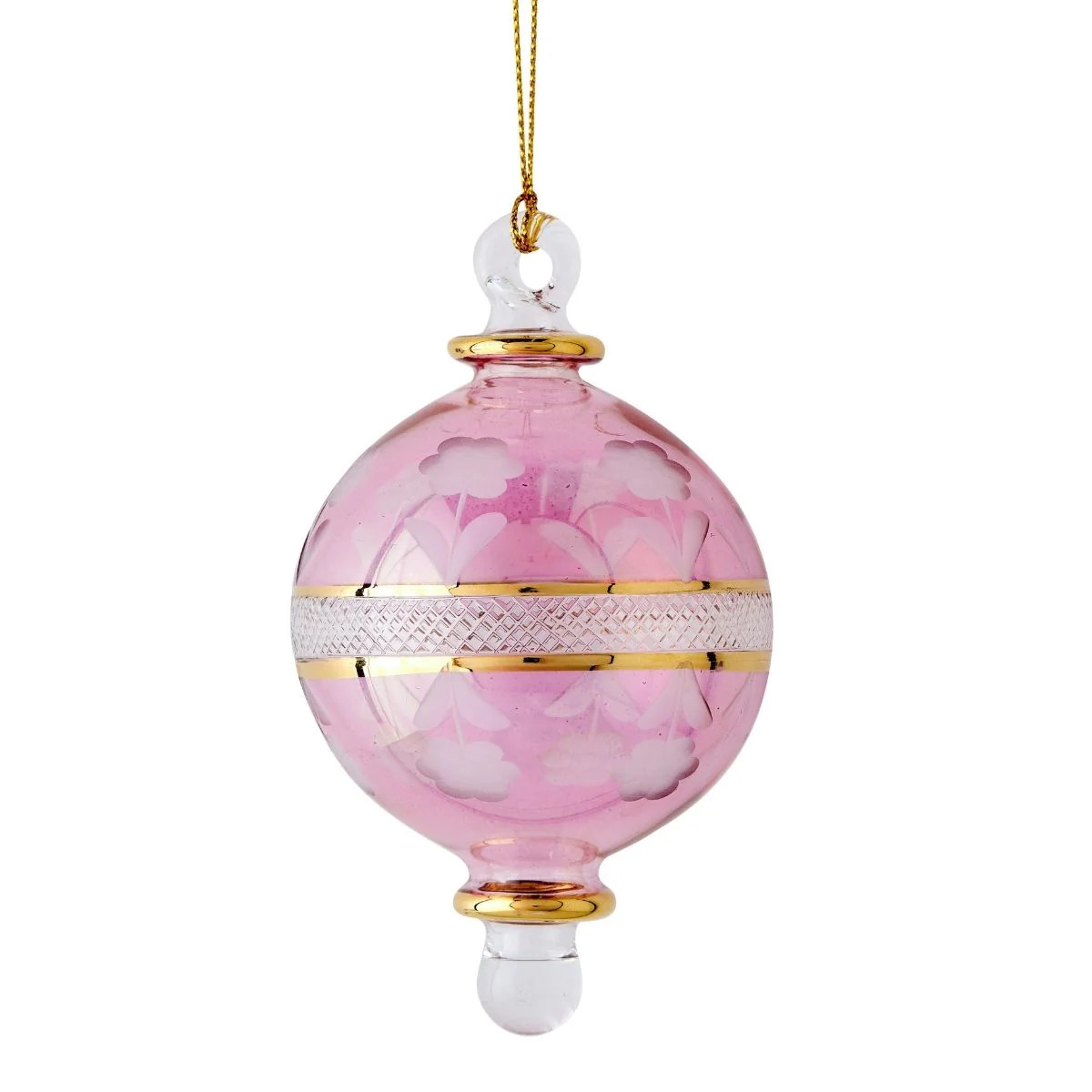 Pink Clear Stripe Egyptian Glass Ornament | Caitlin Wilson Design