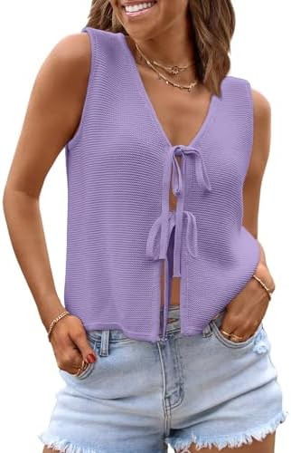 LILLUSORY Womens Summer Tops Beach Vacation Spring Outfits Cute Y2K Trendy Sweater Vest 2026 Tank... | Amazon (US)