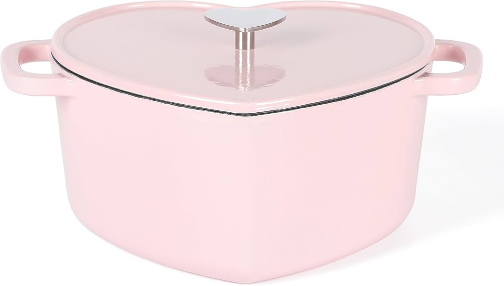 Martha Stewart Heart Shaped 4-Quart Enamel Cast Iron Dutch Oven - Pink | Amazon (US)