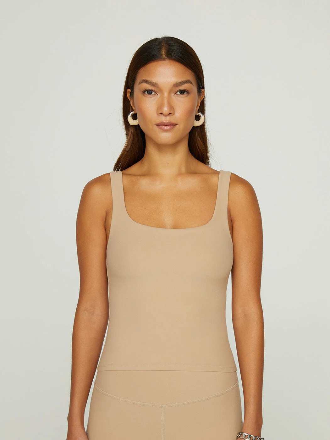 Wide Scoop Bra Tank in Melt - Sandy Tan | Carbon38