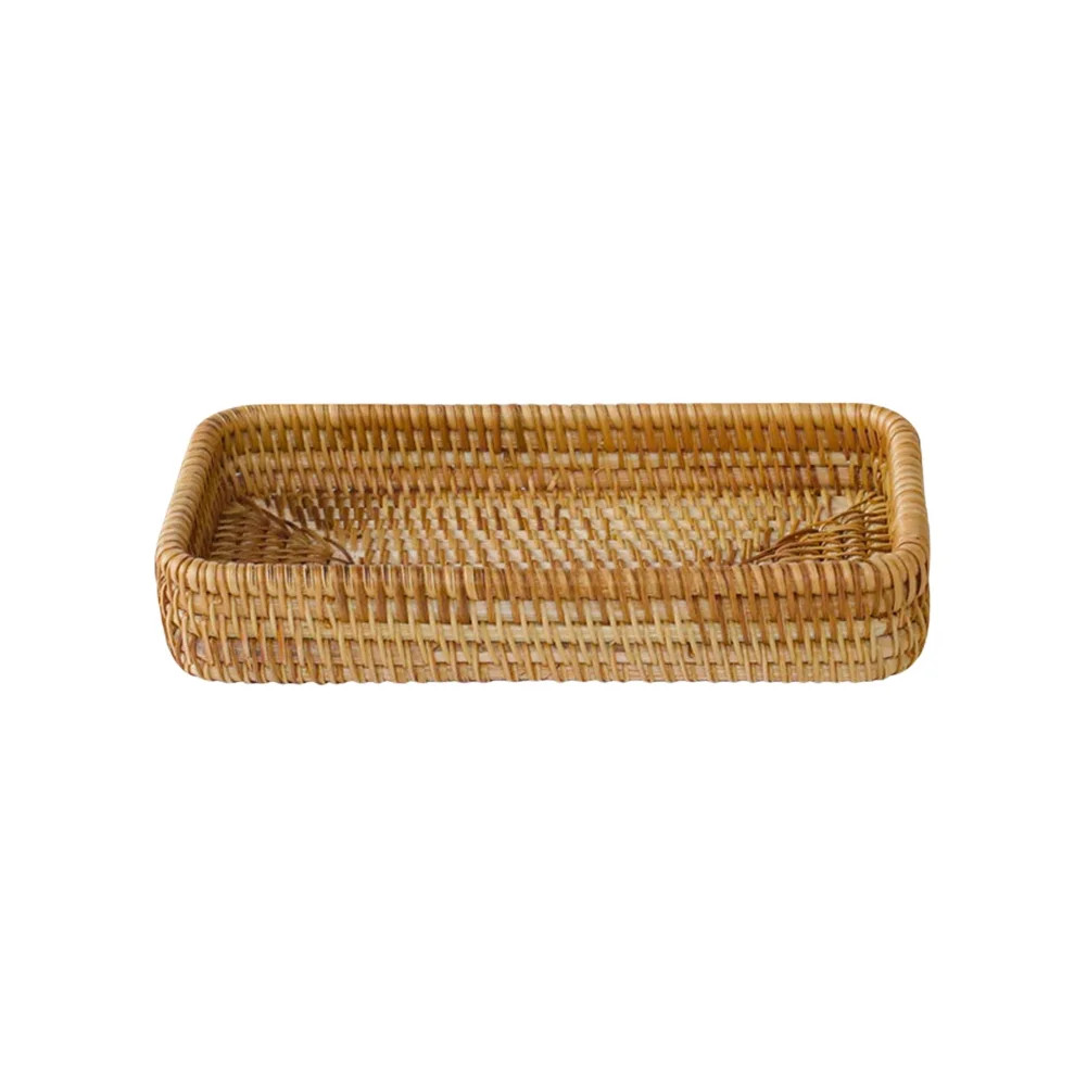 Rattan Serving Tray, Rectangular Woven Basket Tray, Natural Wicker Decorative Serving Baskets for... | Walmart (US)