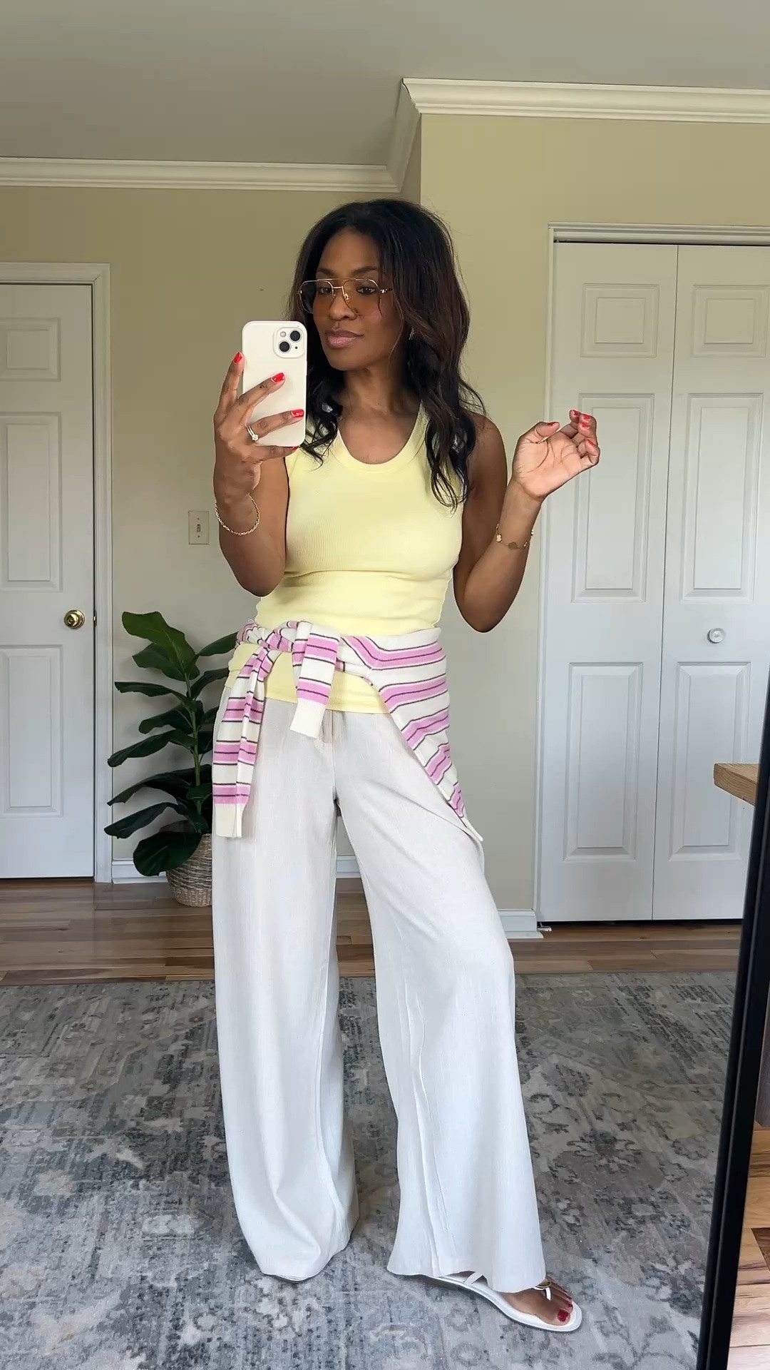 Aritzia finds! Wearing a small in the top, (the tank tops are see through so I had to double up and wear the white one underneath, just a heads up) small in cardigan
small in pants (from Amazon)

#LTKgrwm #LTKOver40 #LTKootd