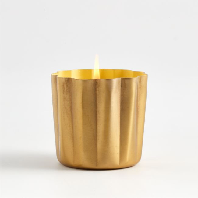 ILLUMEÂ® Golden Honeysuckle Mini Metal Candle | Crate & Barrel