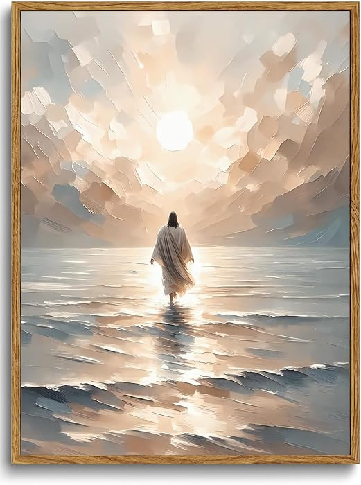 KISSFOX Jesus Canvas Wall Art Jesus Walking On Water Framed Wall Art Christian Religious Modern S... | Amazon (US)