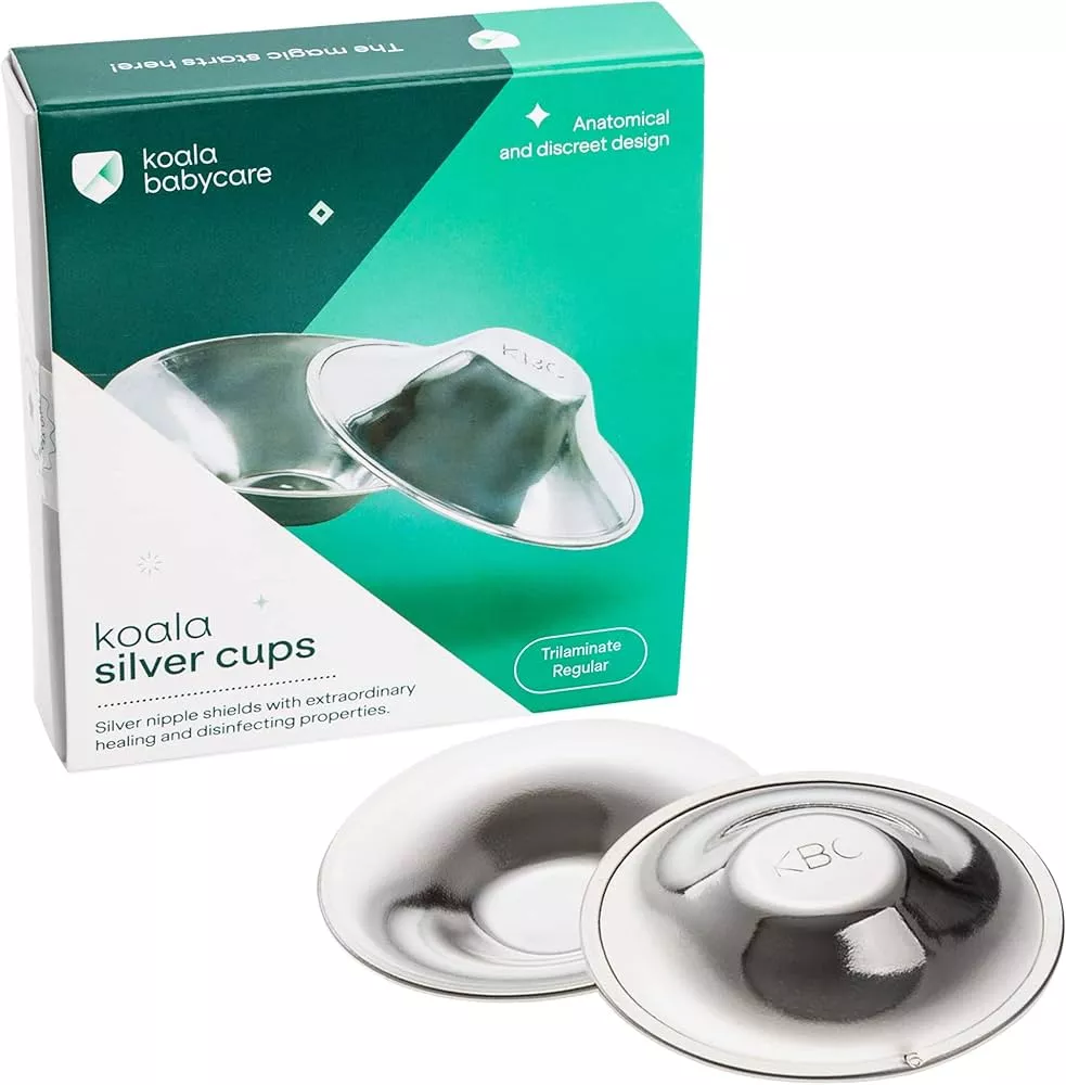 SILVERETTE The Original Silver Nursing Cups, Silverettes Metal Nipple  Covers for Breastfeeding, Nursing Shield, 925 Silver Nipple Cover Guards,  Soothe