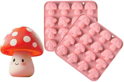 Mushroom Silicone Molds，2Pcs Cute Mushroom Silicone Candy Molds,3D Mushroom Candy Ice Gummy Fon... | Amazon (US)