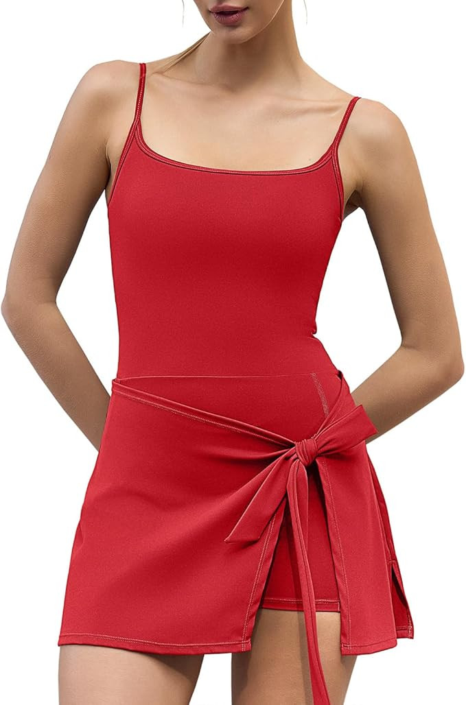 QINSEN Women's Sexy Square Neck Jumpsuit Sleeveless Wrap Shorts Romper One Piece Outfits with Poc... | Amazon (US)