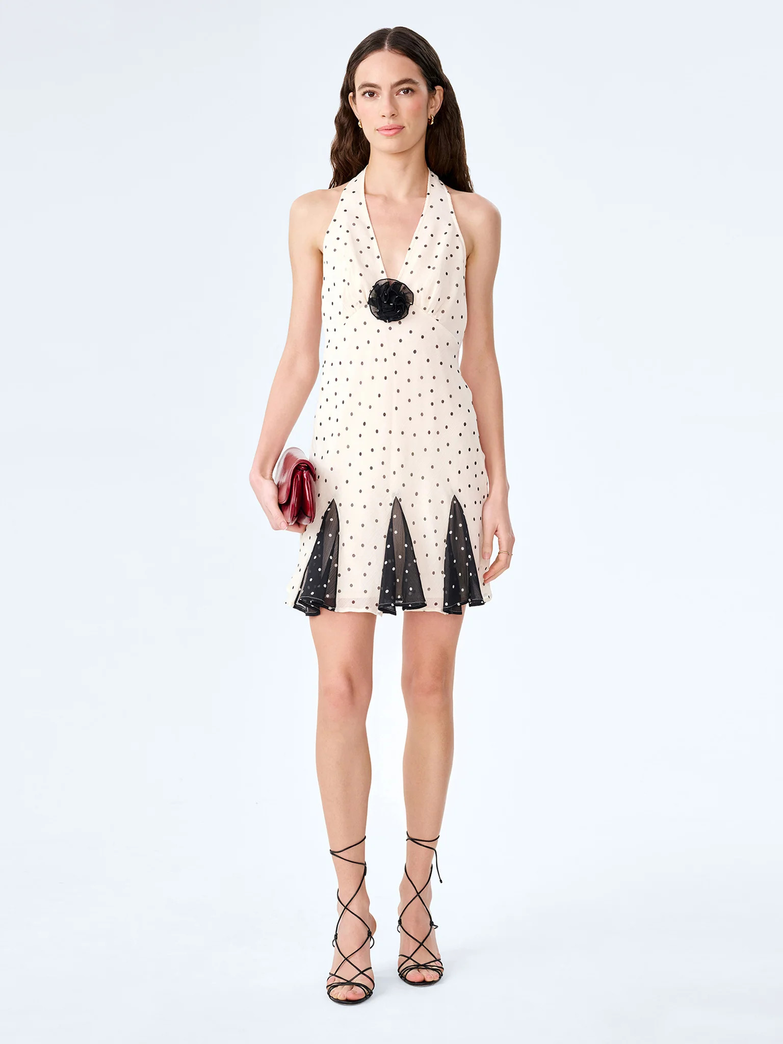 Vivi Mini Dress in White Polka Dot | OMNES UK