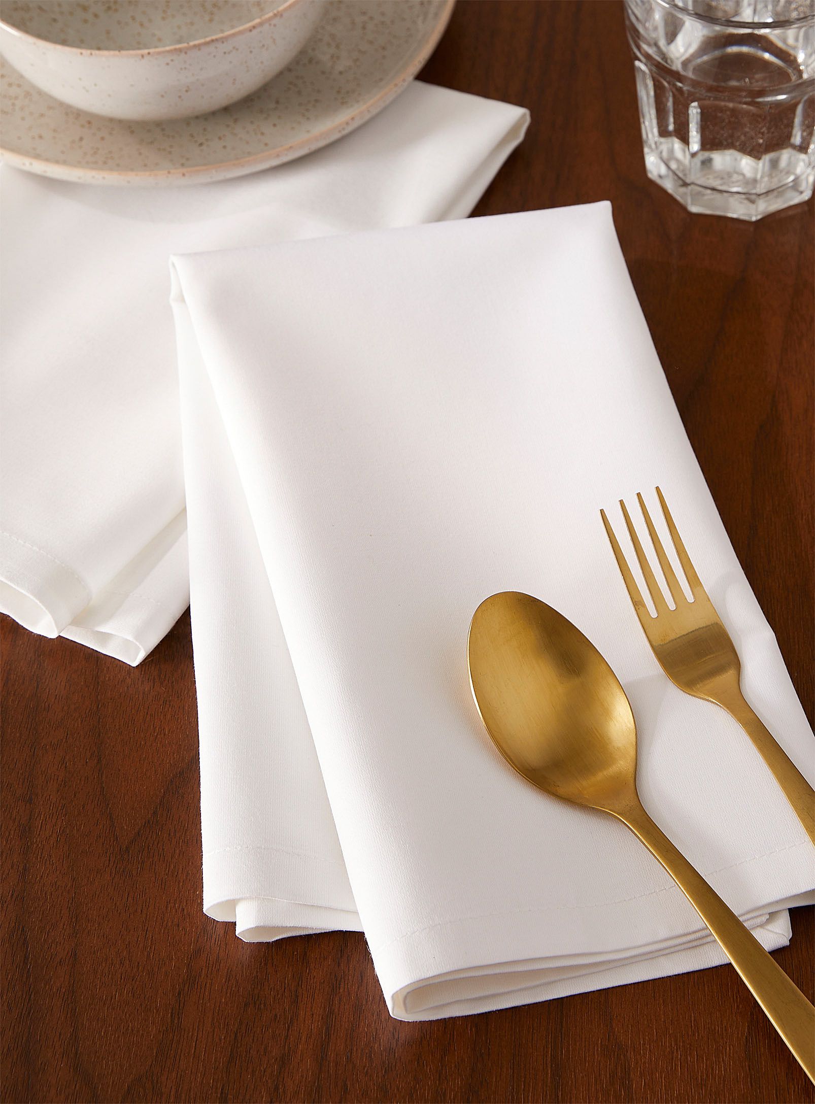 Simons Maison - White satiny napkins Set of 2 (Home, White, SET/2) | Simons