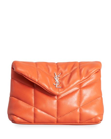 Saint Laurent Loulou Quilted Puffer Pouch Clutch Bag | Neiman Marcus