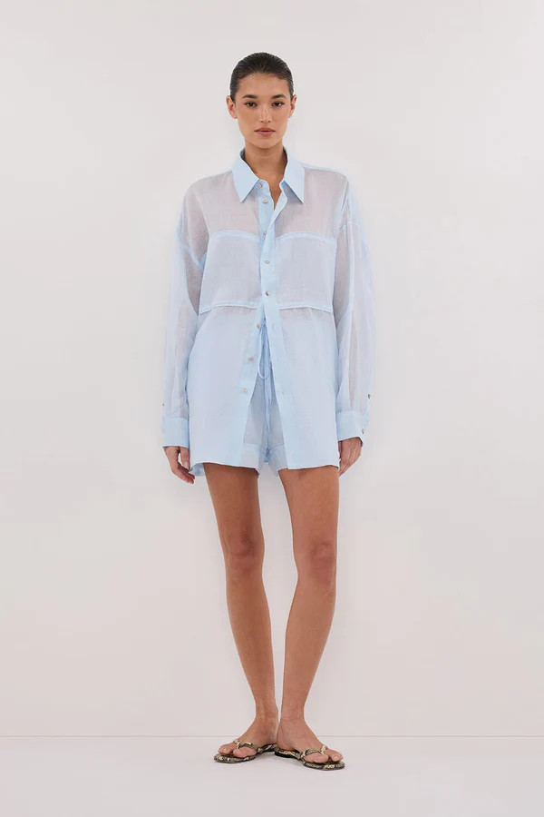 KAI CORNFLOWER OVERSIZED RAMIE SLEEVED SHIRT | DISSH