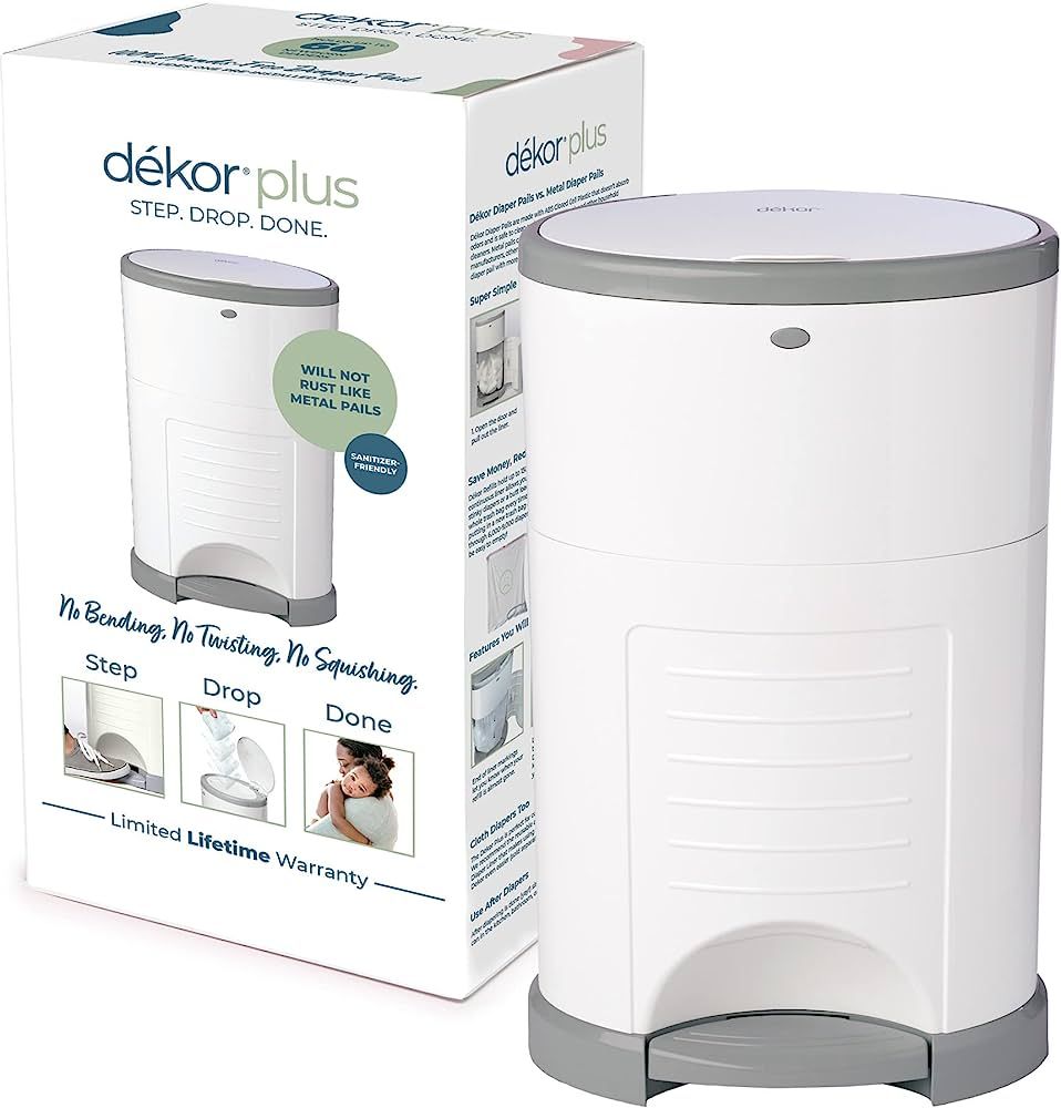 Dekor Plus Hands-Free Diaper Pail | White | Easiest to Use | Just Step – Drop – Done | Doesn... | Amazon (US)