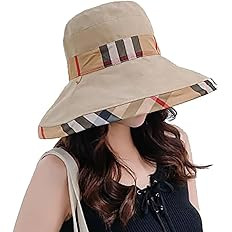 Womens Bucket Hat Beach Sun Hat for Sunmmer Travel Cotton Plaid Colorful Packable Bucket Hats | Amazon (US)