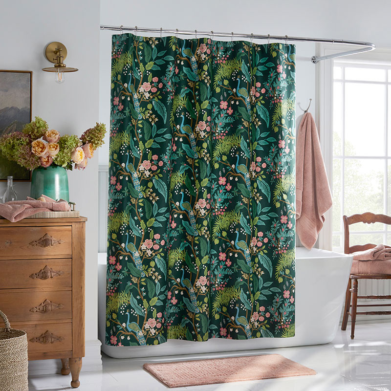 Peacock Classic Smooth Sateen Shower Curtain - Evergreen | The Company Store