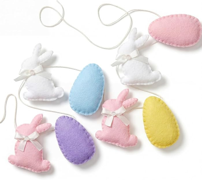 Bunny Egg Easter Felt Garland Easter Decorations for Home 4.9 ft Felt Bunny Rabbit Egg Garland Ha... | Amazon (US)