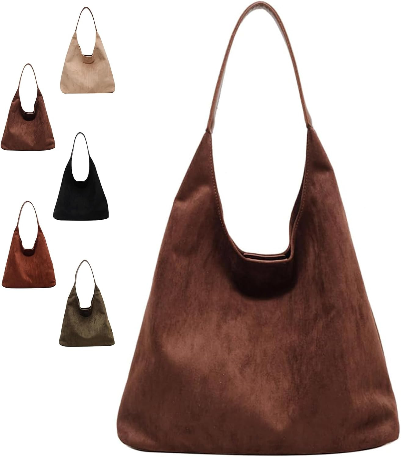 Suede Hobo Bag Brown Suede Handbag for Women Retro Suede Slouchy Bag Hobo Handbag Suede Shoulder ... | Amazon (US)