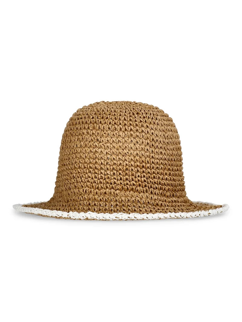 No Boundaries Straw Lobster Bucket Hat, Women's, Dark Natural | Walmart (US)