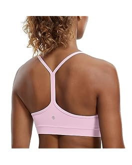 CRZ YOGA Butterluxe Womens Y Back Sports Bra - Padded Racerback Low Impact Spaghetti Thin Strap W... | Amazon (US)