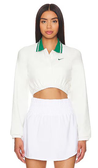 Sportswear Collection Cropped Polo Long Sleeve Top in Sail & Malachite | Revolve Clothing (Global)