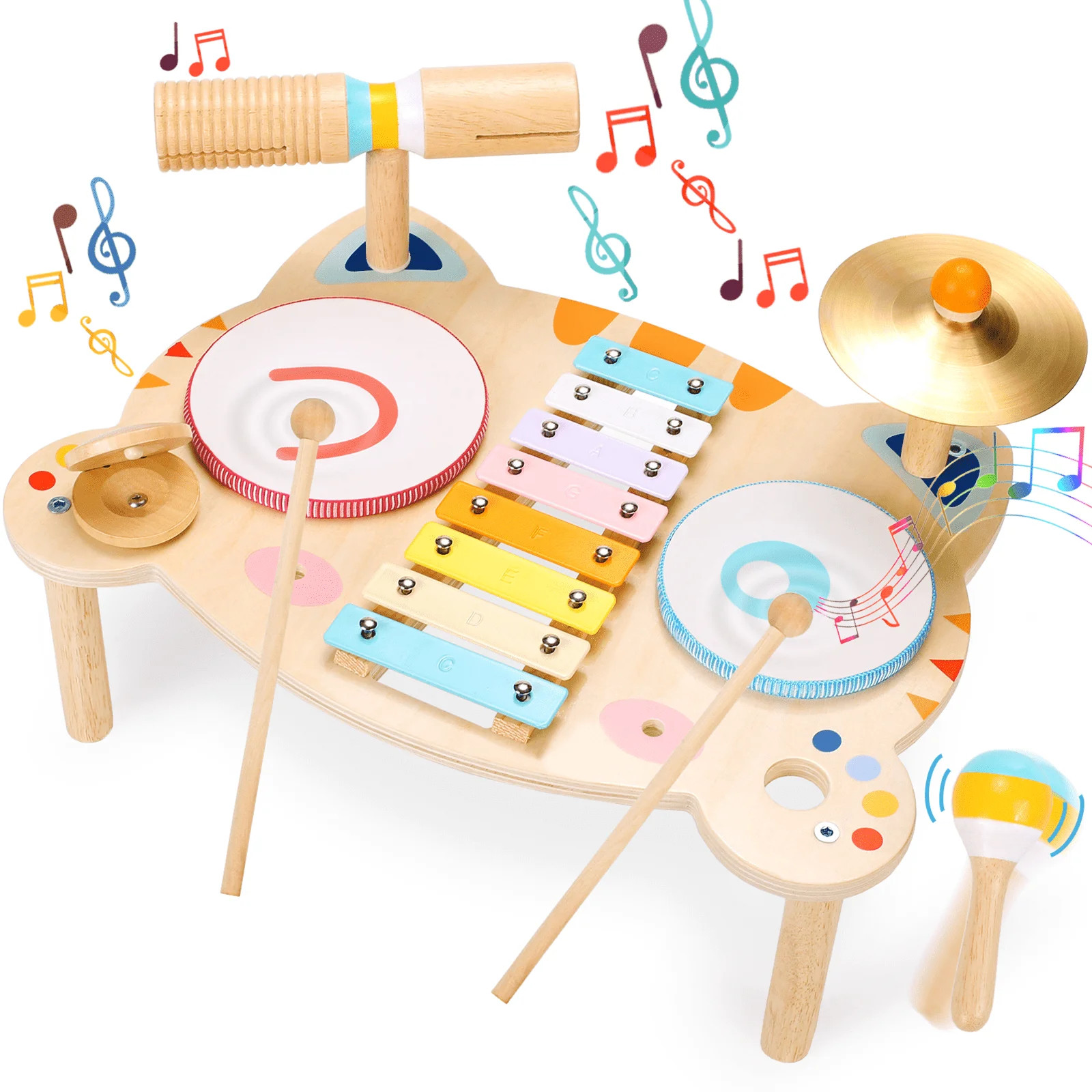 OATHX Kids Drum Set, Musical Instruments for Toddlers Learn Toys, Tiger Xylophone Wooden Music To... | Walmart (US)