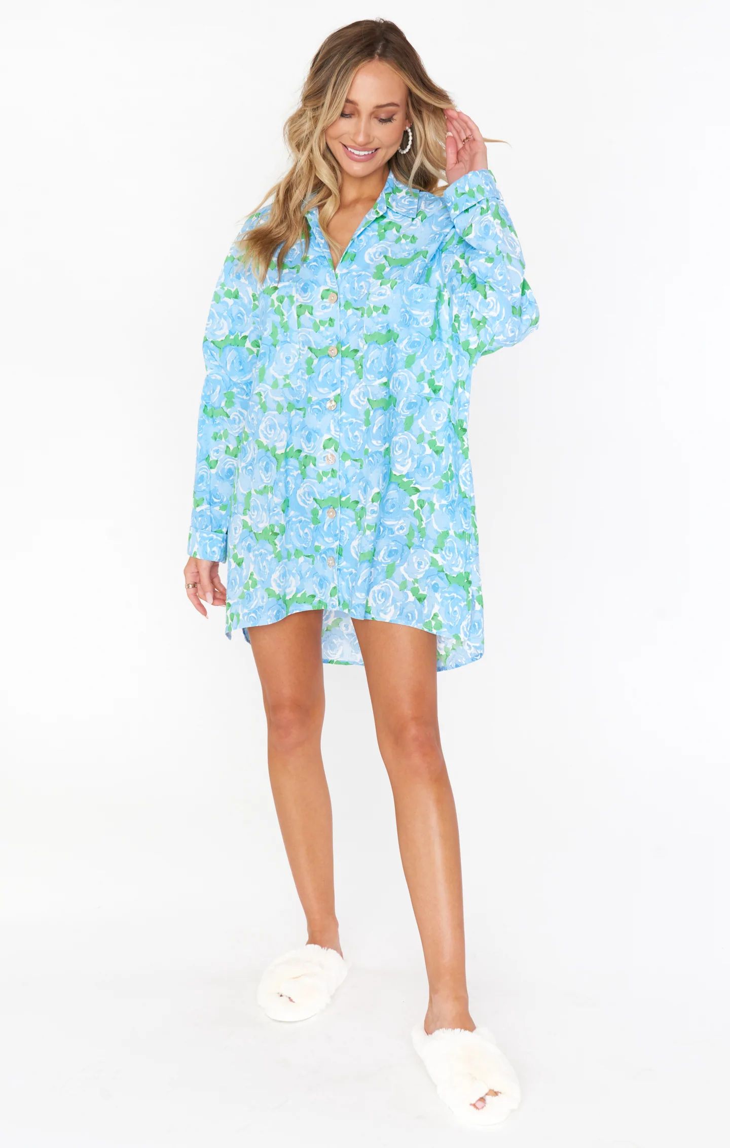 Johns Button Down Shirt ~ Something Blue Floral | Show Me Your Mumu