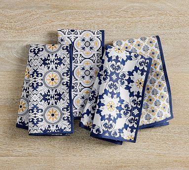 Mosaic Organic Cotton Napkins - Mixed Set of 4 | Pottery Barn (US)