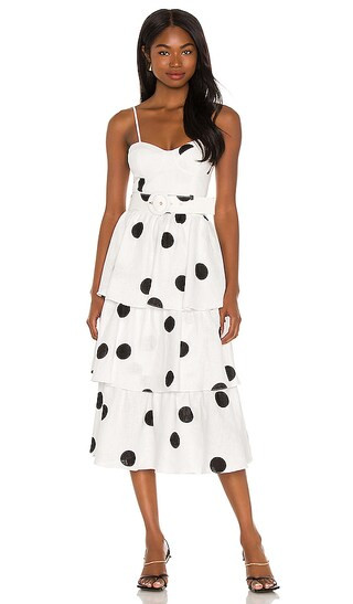 Bonita Frill Midi Dress in White | Revolve Clothing (Global)