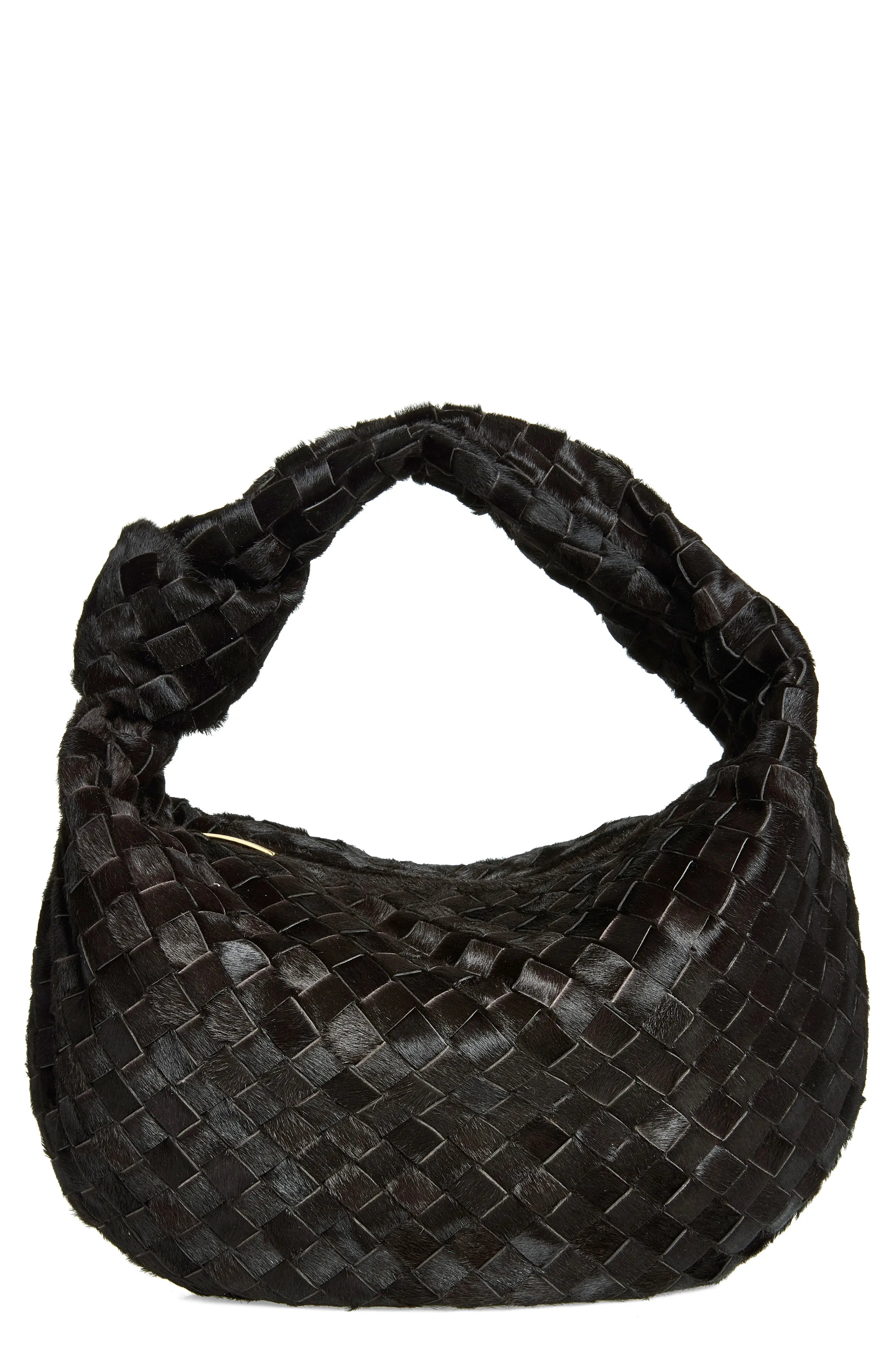 Bottega Veneta Jodie Intrecciato Genuine Calf Hair Bag in 2004 Dark Bison-Gold at Nordstrom | Nordstrom