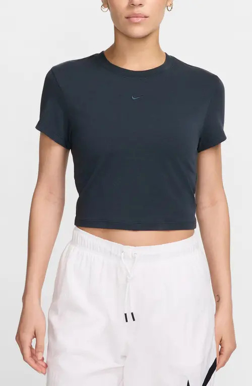 Nike Sportswear Chill Knit Crop Top in Armory Navy at Nordstrom, Size X-Large | Nordstrom