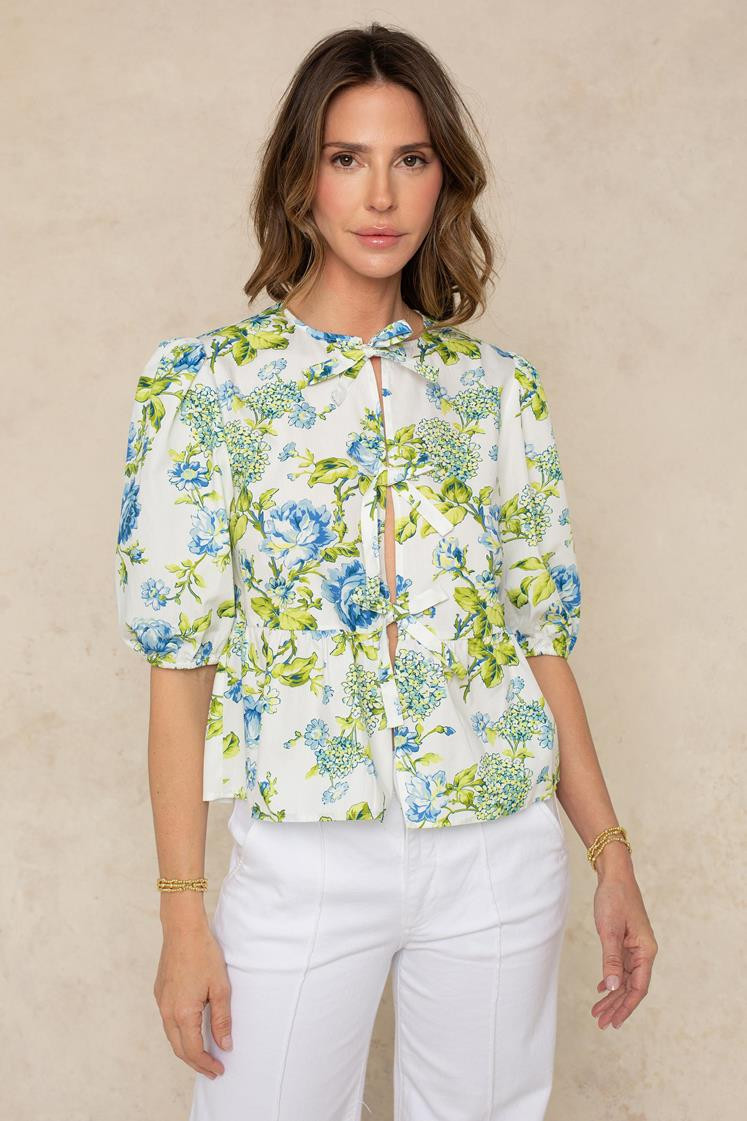 Susy Tie Front Poplin Blouse | South Moon Under