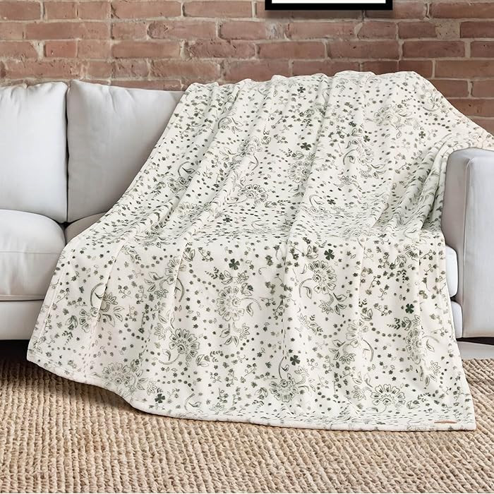 Lucky Brand 50" x 70" Plush Throw Blanket, Bandana White Blanket for Sofa or Bed | Amazon (US)