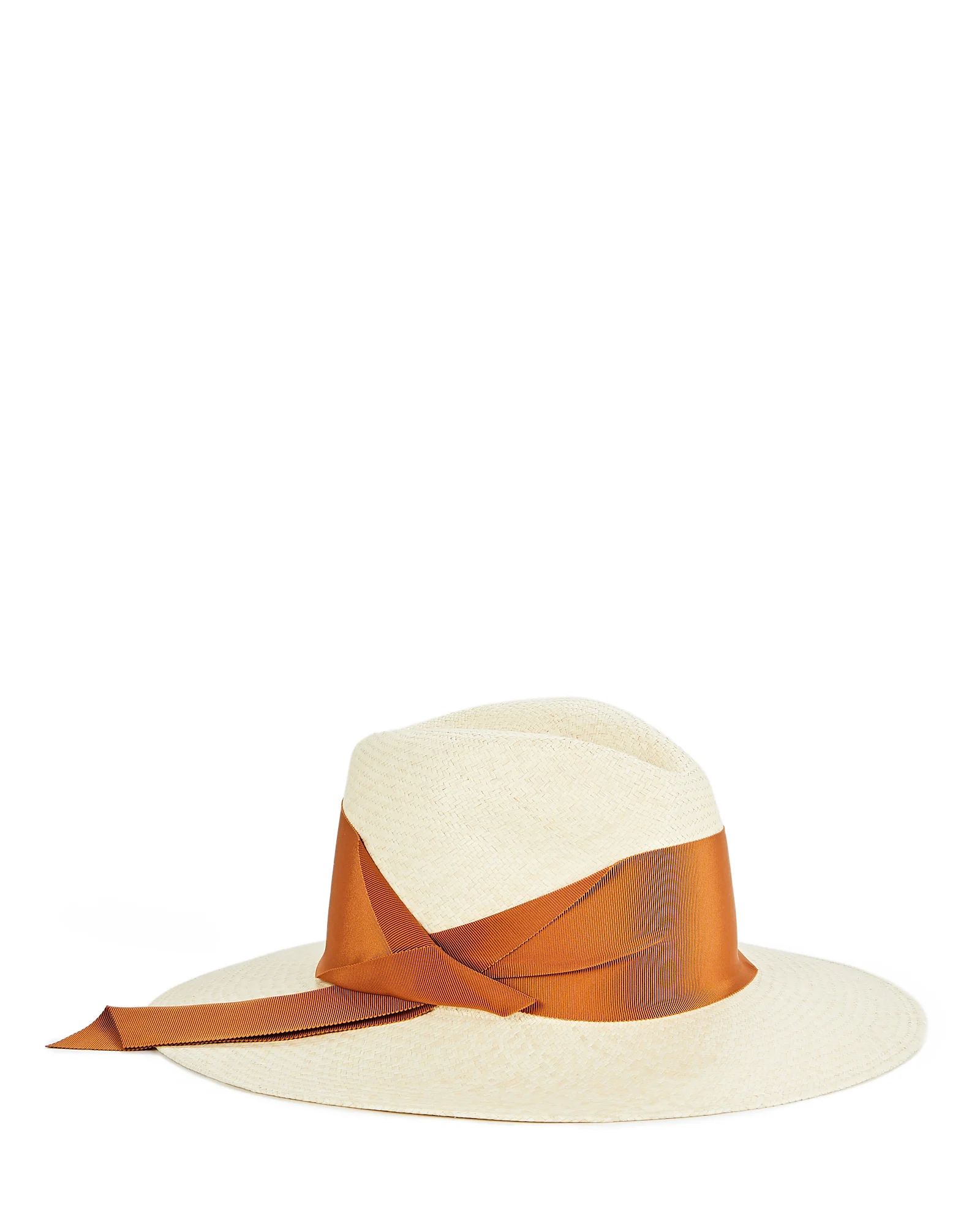 Gardenia Grosgrain-Trimmed Straw Fedora | INTERMIX