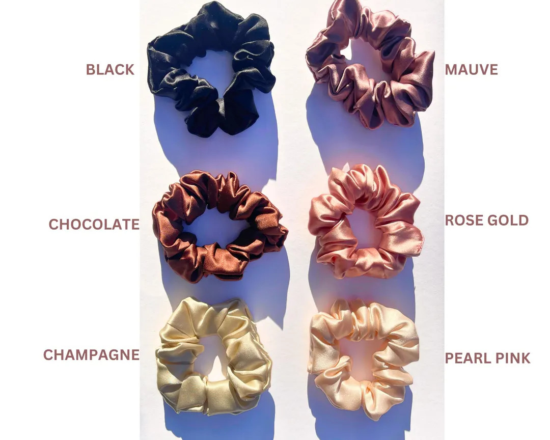 Pure 100% Mulberry Silk Scrunchies ,natural silk darling, real silk 22 mm elastic hair tie , thin... | Etsy (US)